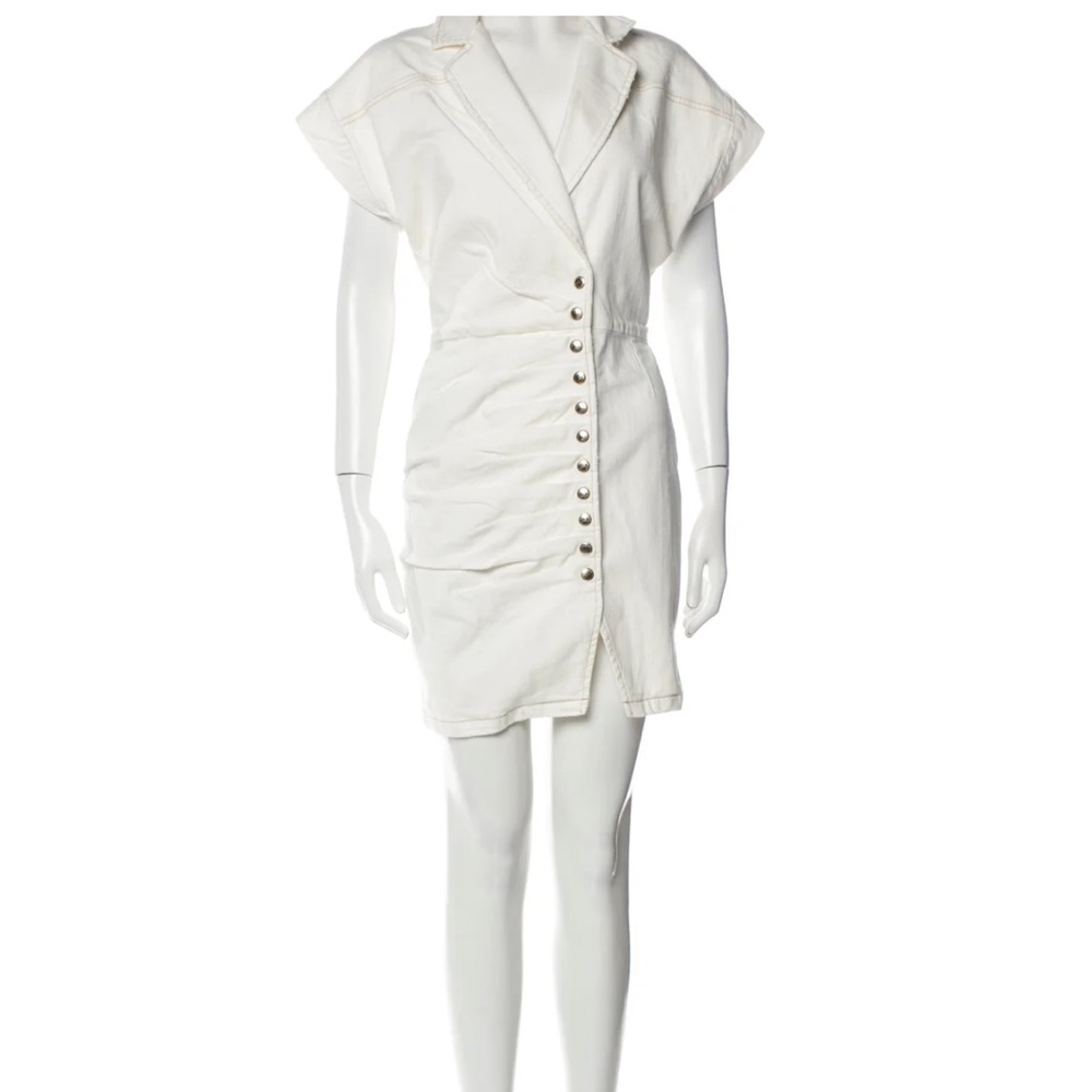 Retrofete White Mini Dress with Button Detail
